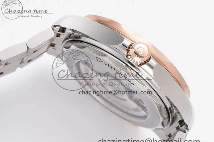 1218 UrbanChic Seamaster Diver 300M SS RG Black Ceramic Bezel JVSF 1:1 Best Edition Black Dial on SS RG Bracelet A 7786